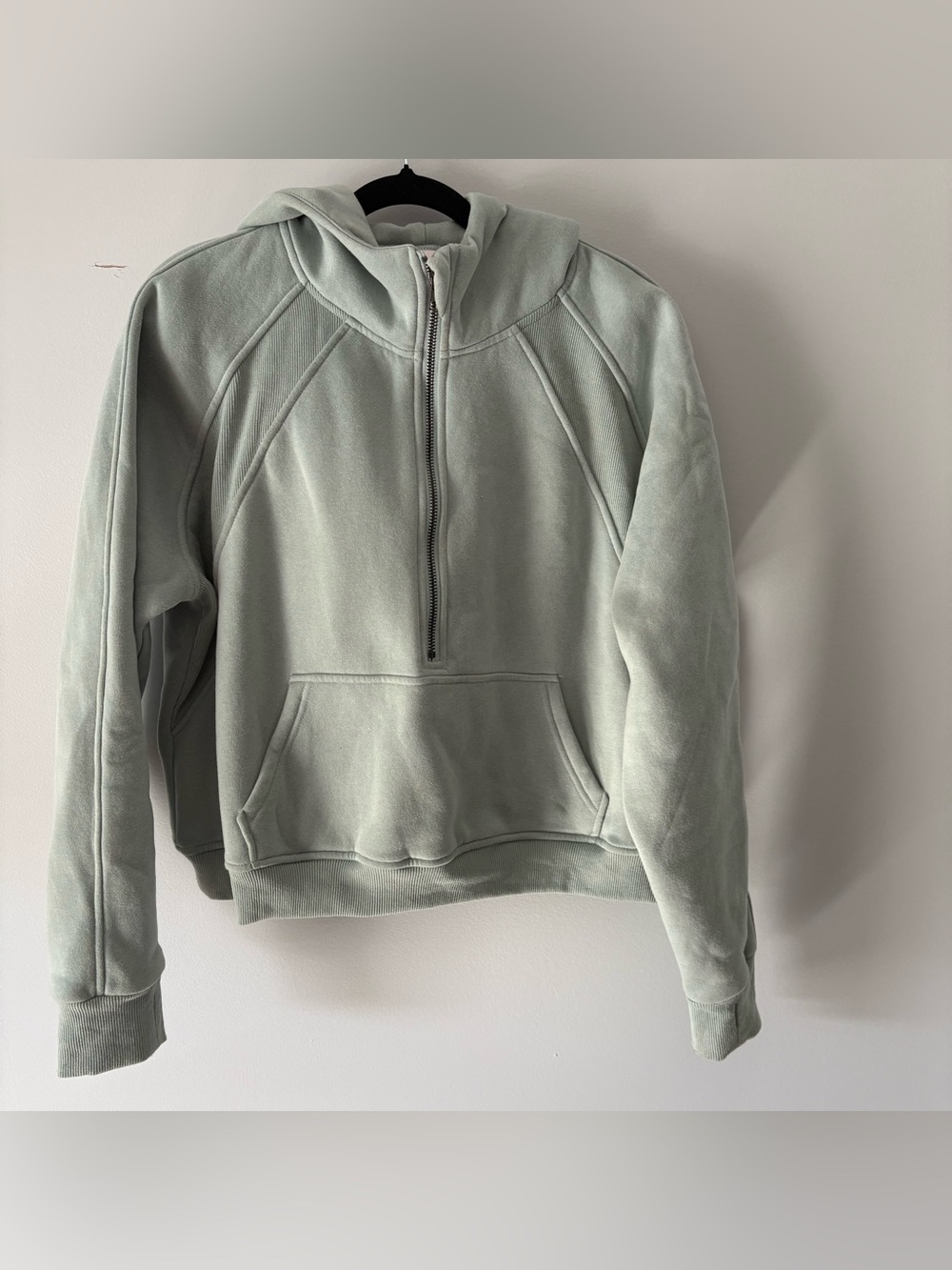 Light Sage Scuba Half-Zip Pink Lily Hoodie